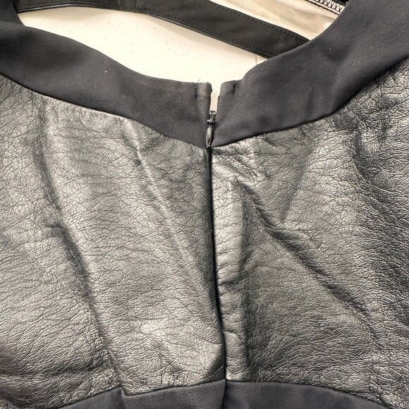 Lane Bryant V-Neck Black & Leopard Print Dress Size 22 Faux Leather Slimming - Picture 9 of 10